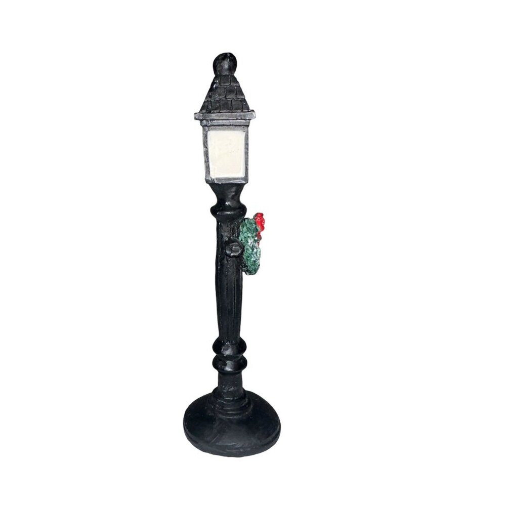 Vintage 1997 Mervyns Village Square Lamp Post Wreath Black Christmas Holiday - Picture 4 of 6
